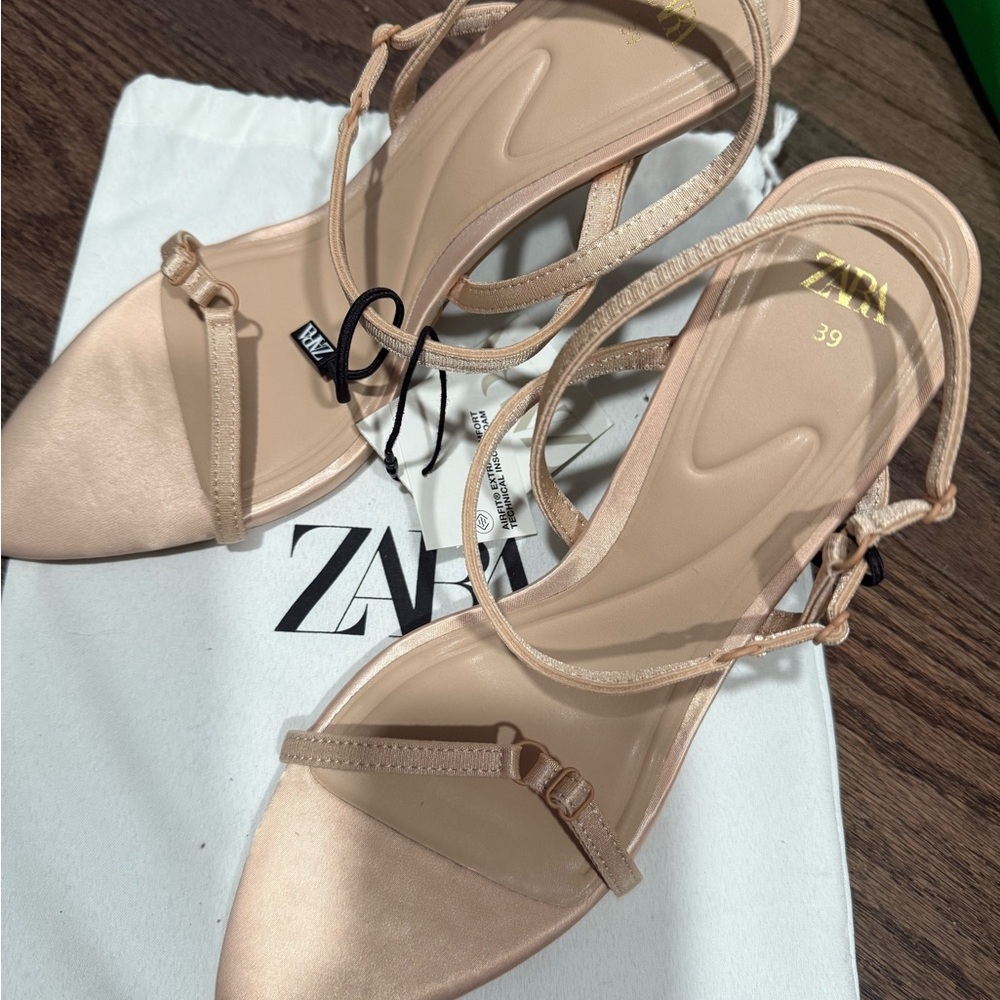 Zara nude strappy Heels with Modern Minimalist Straps - Picture 2 of 11